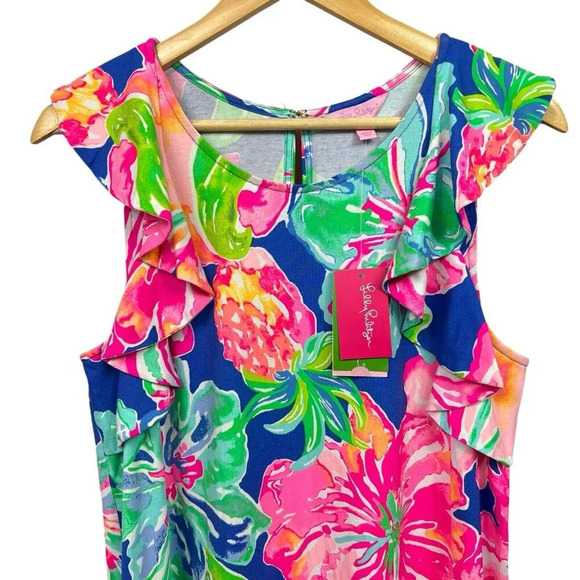 Lilly Pulitzer Esmeralda Dress Beckon Blue Jungle Utopia Size Large NWT $168 - Picture 2 of 12